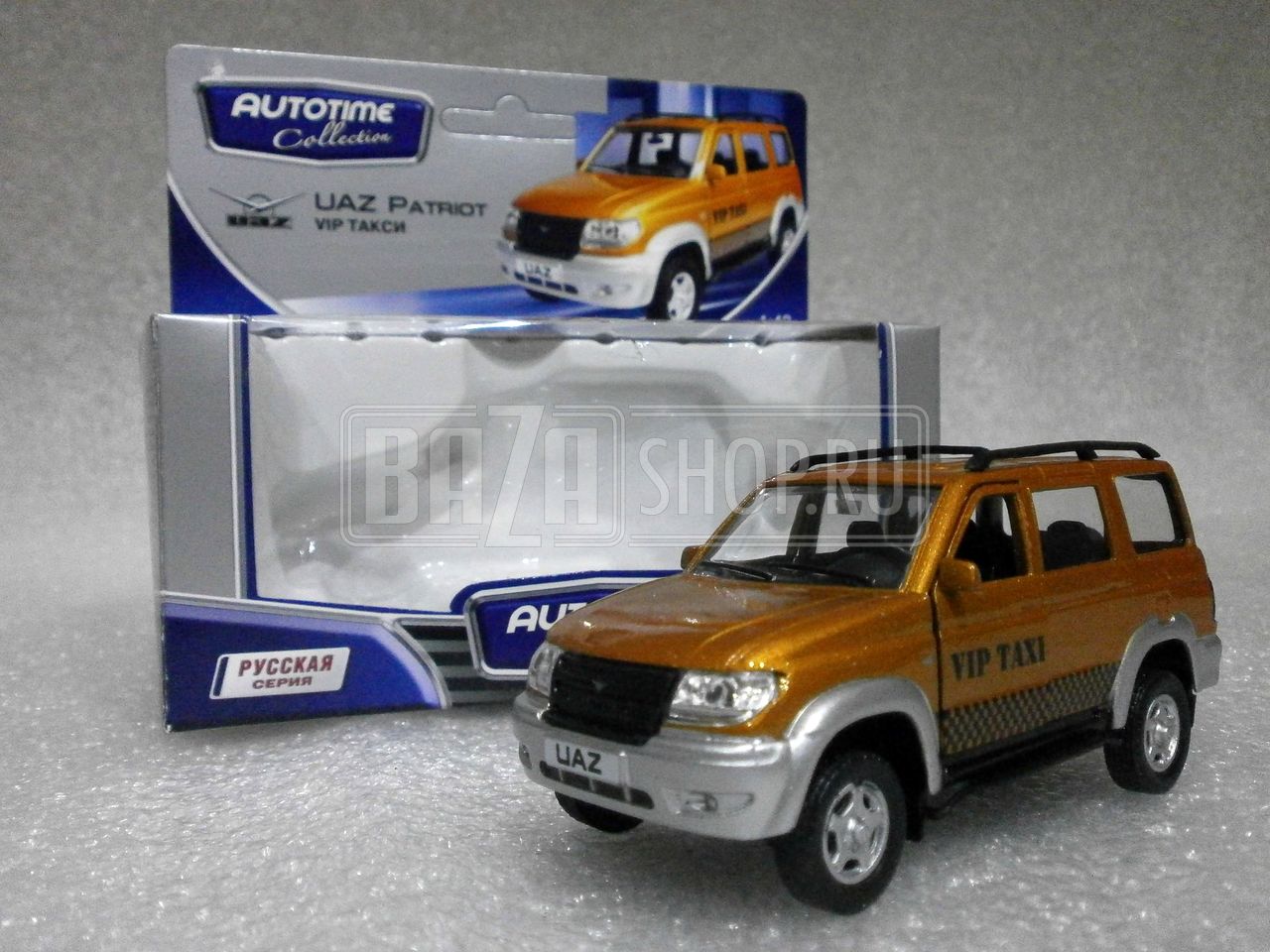 Модель УАЗ 1/43 PATRIOT "AUTOTIME" (30189) ТАКСИ ** / 4891965136370 (6438240301894)