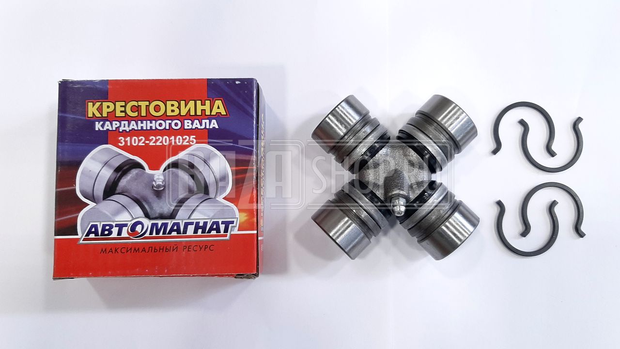 Крестовина карданного вала УАЗ, ГАЗ "АВТОМАГНАТ" мелкий ролик,с кольцами, С МАСЛЁНКОЙ (в уп.) / 3102-2201025 (аналог ВК24-2201025)
