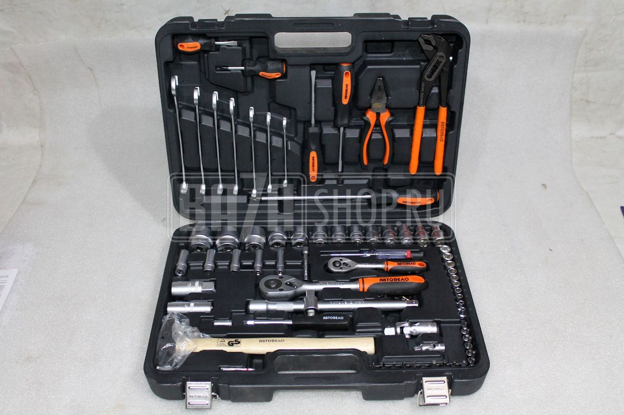 Набор инструмента АВТОДЕЛО 75 пр. 1/2",1/4" пласт.кейс 39875 / 8967