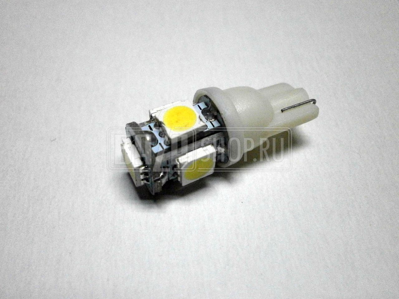 Лампа W5W 30W 12V без цоколя светодиодная 5 led (габаритного огня) "ДИАЛУЧ" ** / ЛДД003-5-W / W5W / W2.1x9.5d / А12-5-2