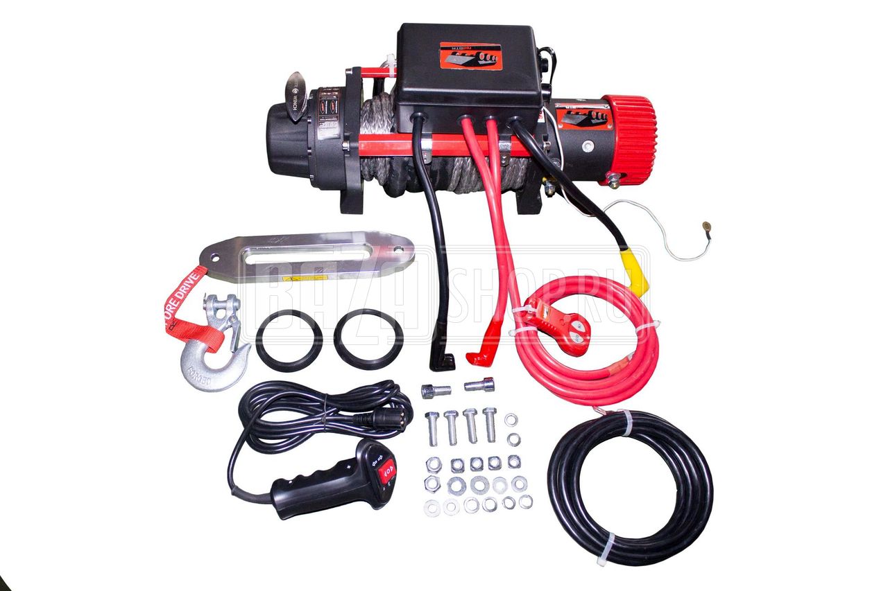 Лебедка RedBTR серия "MISSION IMPOSSIBLE" 9,5S GEN.-II 12v, синтетика 9мм*30м, 4310кг, 172,8:1, ДУ / 939510 (трос синтетика)