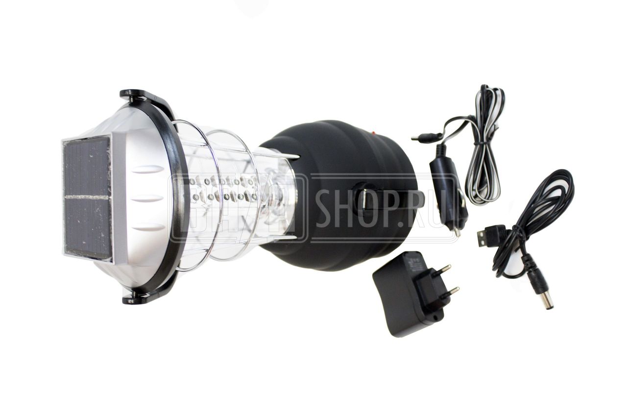 Фонарик LED КЕМПИНГОВЫЙ 36 диодов, 120LM, 7000K, 1500mA Li-Ion, с солнечной батареей, динамо. ** / 575360