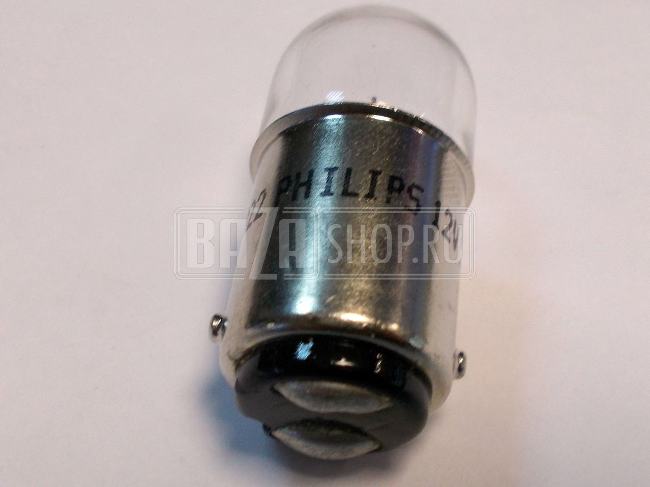Лампа R5W 5W 12V (зад. фонарь, подфарник, габ. огней, подсв. номера, 2 конт., 1 нить) "PHILIPS" ** / 12822CP / R5W / BA15d / А12-5