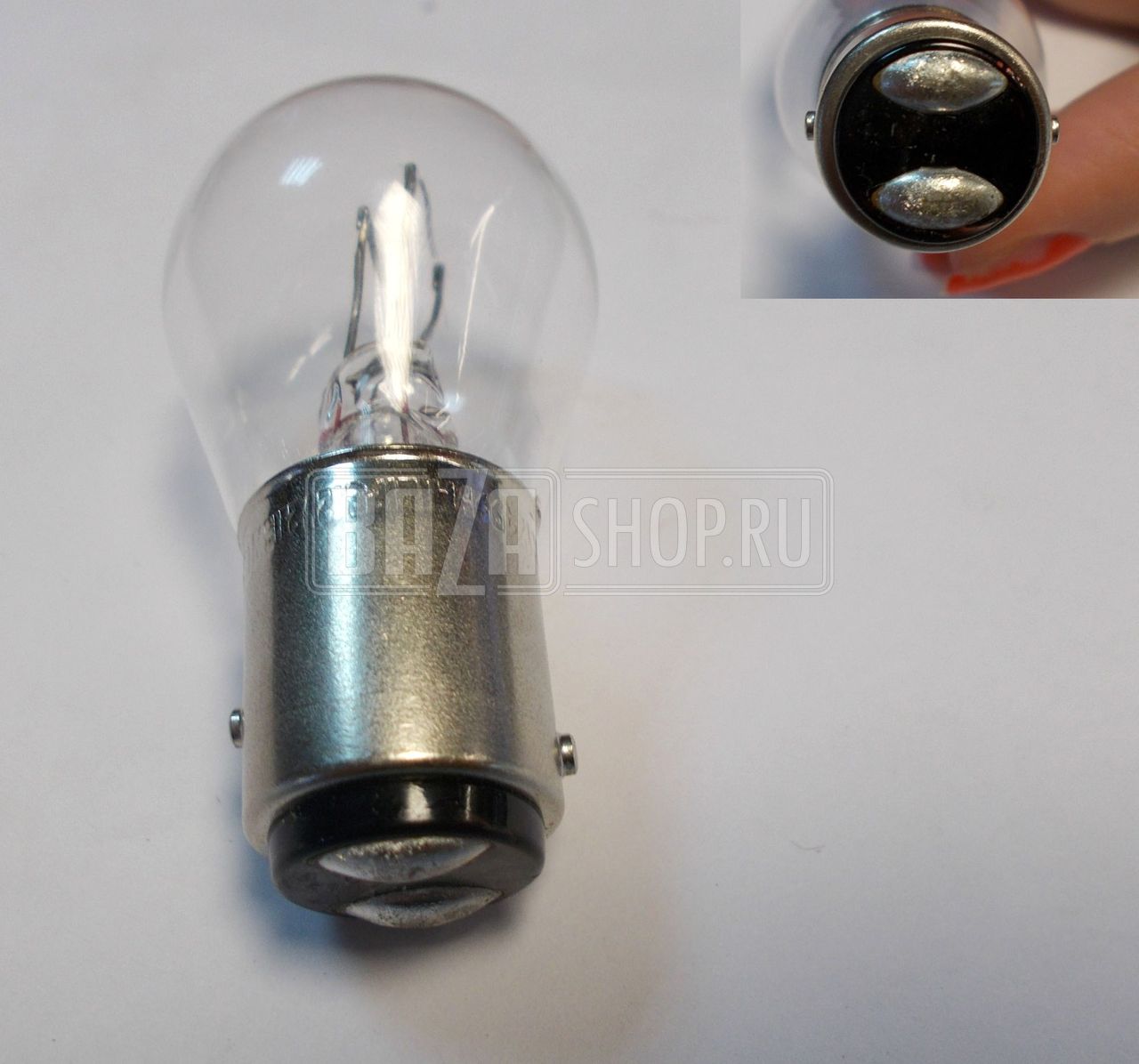 Лампа P21/5W 21W+5W 12V** двухконтактная "PHILIPS" / 12499CP / BAY15d