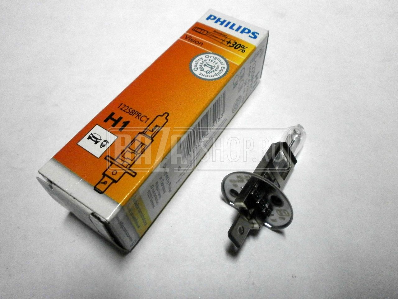 Лампа фарная H1 55W 12V** +30% Vision (Premium) "PHILIPS" / 12258PRC1 / Р14,5S / АКГ12-55