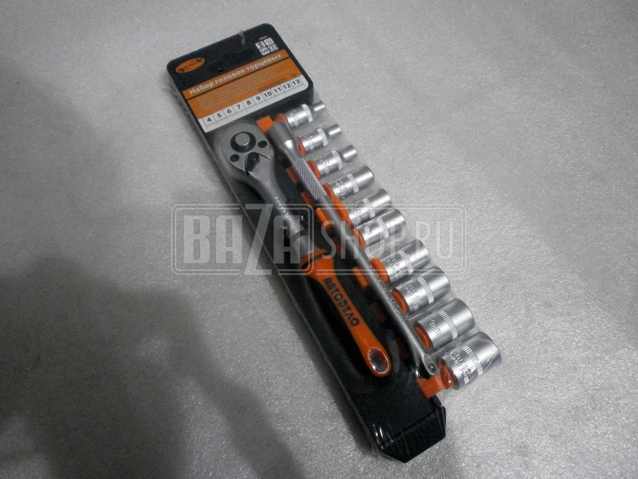 Набор головок АВТОДЕЛО 12 пр. 1/4" 4-13, трещетка+удлин. 39844 холдер / 82190