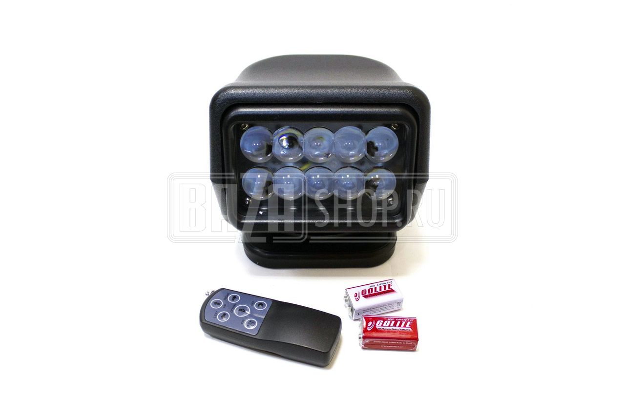 Прожектор светодиодный (фара-искатель) 50W (5W*10), электрический, IP67, пульт д/у, закал. "redBTR" / 832051