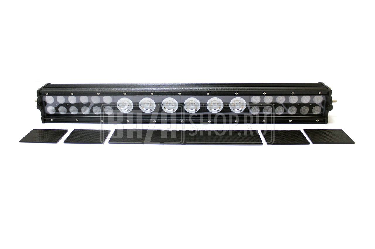Лайт-бар светодиодный ближний/дальний 132W (3W*24+10W*6) гибрид 50,8 см,IP68 "redBTR" ghostBUSTERS** / 826132 (в комплекте клавиши включения ближнего/дальнего света, защитный экран)