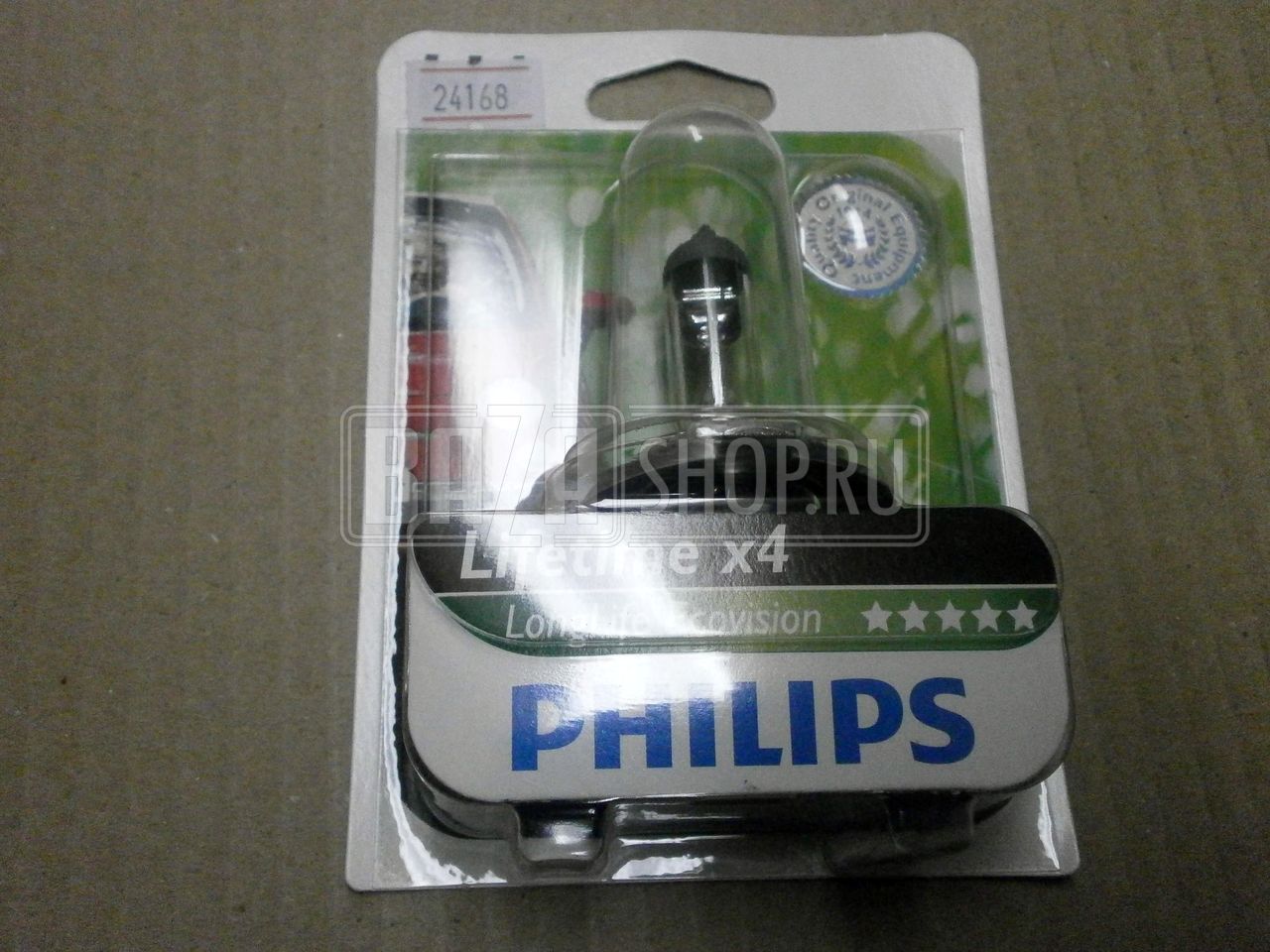 Лампа фарная H4 60W+55W 12V** LongLife EcoVision (1 шт., БЛИСТЕР) "PHILIPS" / 12342LLECOB1 / АКГ12-60/55 / P43t