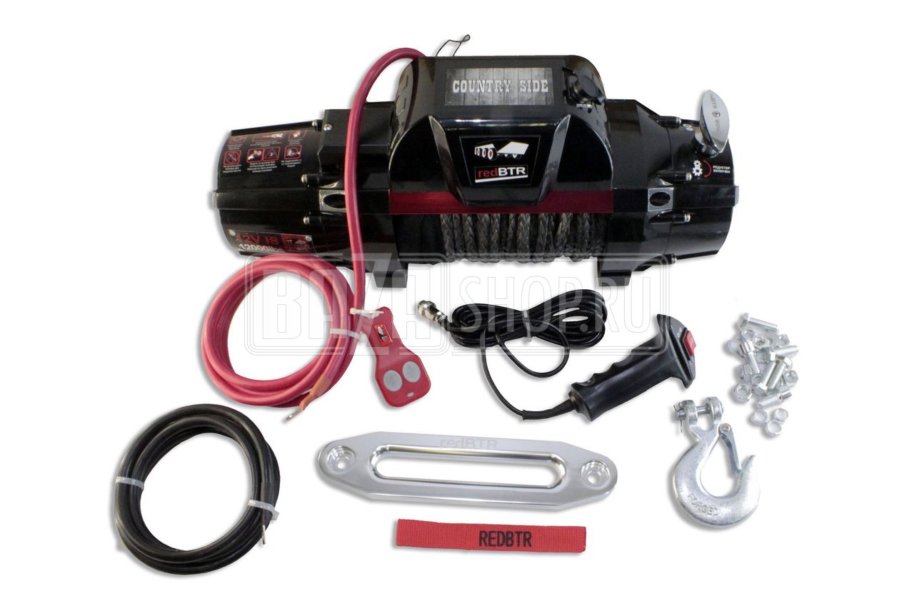 Лебедка RedBTR серия "COUNTRY SIDE"12,0 IS GEN.-II 12v, 5448кг, интегрированный блок, 216:1, ДУ / 961210 (трос синтетика)