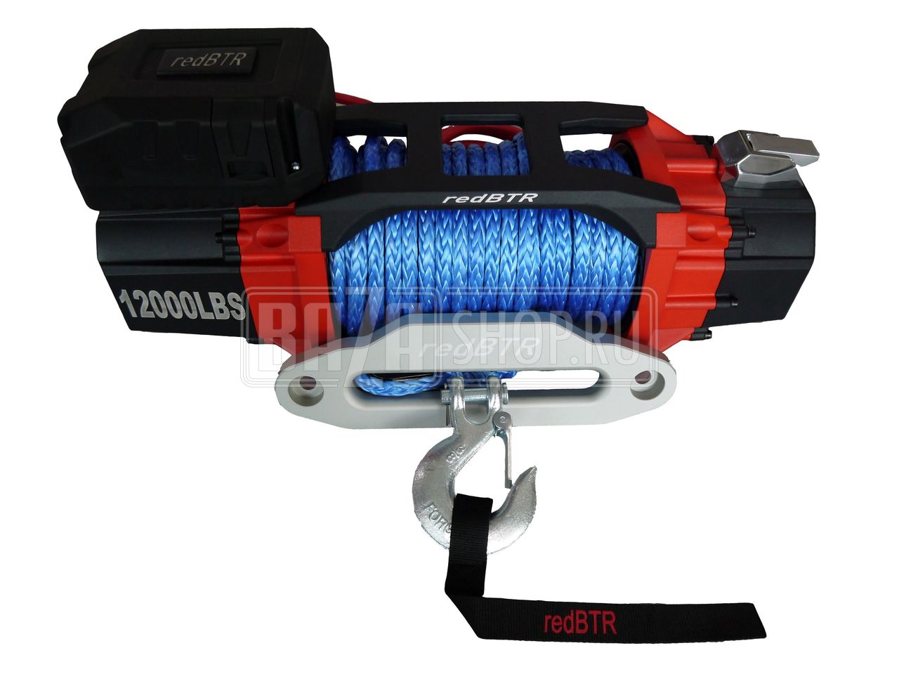 Лебедка RedBTR серия "PRO" 12,0S, 12v, 5443 кг, 218:1, синтетический трос / # 921210